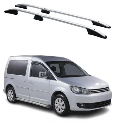 Imagen del producto de Barras de techo longitudinales para VW Caddy 2010-2015, modelo L1, de aluminio, color gris, Imagen generada por IA