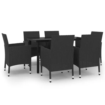Immagine prodotto di vidaXL Set da pranzo da giardino da 7 pezzi con cuscini in rattan sintetico e vetro