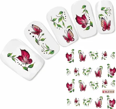 Produktbild von Nagel Sticker Nail Art Tattoo Lila Schmetterling Aufkleber Neu!