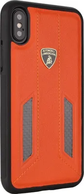 Produktbild von Lamborghini back cover case Apple iPhone X-Xs D6 Serie Orange - Genuine Leather