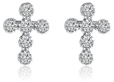 Produktbild von Blessina – Zarte Kreuz-Ohrringe aus 925er Silber mit Zirkonia – Silber