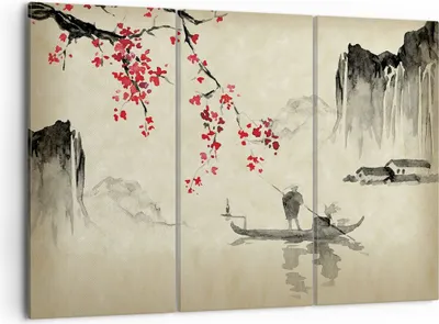 Produktbild von Bild auf Leinwand - Leinwandbild - 3 Teile - Blume Kirschen Japan - 105x70cm - Wand Bild - Wanddeko - Wandbilder - Leinwanddruck - Bilder - Wanddekoration - Leinwand bilder - Wandbild - CE105x70-5020