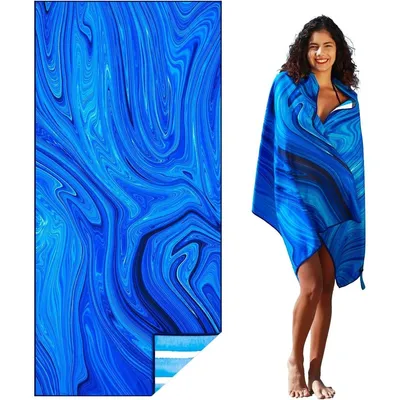 Produktbild von Mikrofaser Strandtuch Sandfrei Schnelltrocknend Saugstark Dünn Leicht - 180x90cm Badetuch für Pool Camping Strand