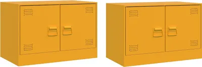 Produktbild von vidaXL TV-Schränke 2 Stk. Senfgelb 67x39x44 cm Stahl