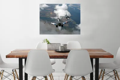 Produktbild von MuchoWow® Poster Flugzeug - Düsenjäger - Bauernhof 80x60 cm - Kunst für zu Hause