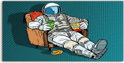 Produktbild von Coloray Canvas 100x50  Wandbild Leinwand Bilder Pop Kunst Retro Astronaut mit Bier