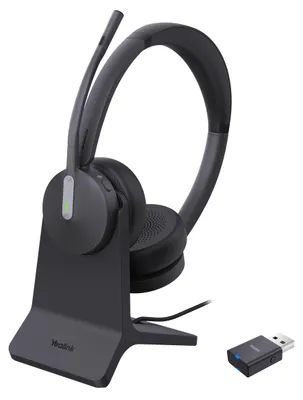 Produktbild von Yealink WH64 Hybrid Dual with Charging Stand Headset, Kabellos, 20 - 20000 Hz, Büro/Callcenter, 331 g, Kopfhörer, Schwarz