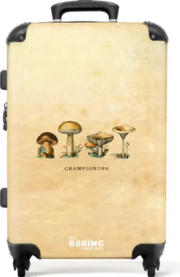 Produktbild von NoBoringSuitcases.com® Großer Koffer - Pilze - Natur - Vintage - Illustration - Kunst - Kombinationsschloss TSA - Hartschalen Trolley 4 Rollen - 72 liter - Reisekoffer - 66 cmKoffer Mittelgroß 67x43x25 cm, 72L,