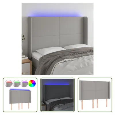 Produktbild von The Living Store LED Kopfteil Hellgrau 147x16x118/128 cm Stoff