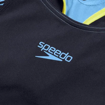 Productafbeelding van SPEEDO ECO PLACEM Laneback Dameszwempak Zwart Blauw Geel Maat 34
