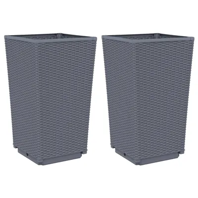 Productafbeelding van Plantenbakken 2 st 32,5x32,5x57 cm polypropeen blauwgrijs
