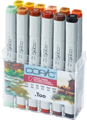 Produktbild von Copic Classic Set Grafikmarker - Herbst-farben - Nachfüllbar mit Copic Ink - 12Stk