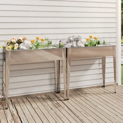 Produktbild von The Living Store Pflanzkübel 2 Stk. Verzinkter Stahl