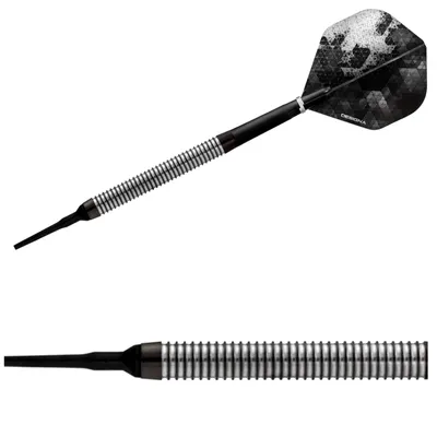 Produktbild von Designa | Softdarts | Black Shadow V2 M1 | 90% Tungsten | 19g | Ring Grip | Schwarz | Dartpfeile Set