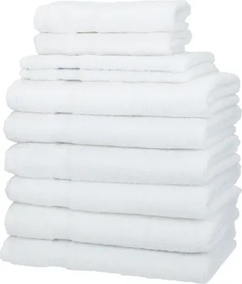 Produktbild von Betz 10er Handtuch-Set PALERMO 100%Baumwolle 6 Handtücher 2 Gästetücher 2 Waschhandschuhe Farbe weiß