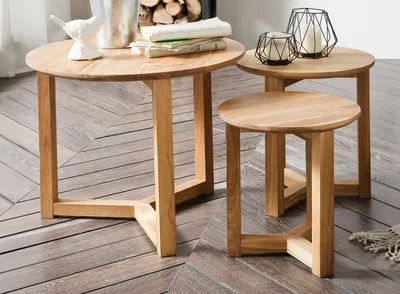 Produktbild von Couchtisch Asteiche Massiv 3er Set