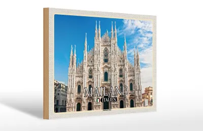 Produktbild von Holzschild Reise Italien Mailand Mailänder Dom 30x20cm