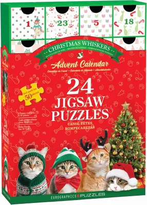 Immagine prodotto di Eurographics Puzzle Adventskalender - Christmas Whiskers, Katzen, 24 x 50 Teile, 8924-5922