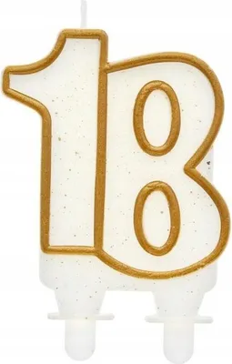 Imagen del producto de Vela para tarta, número 18, cumpleaños, dieciocho, contorno dorado