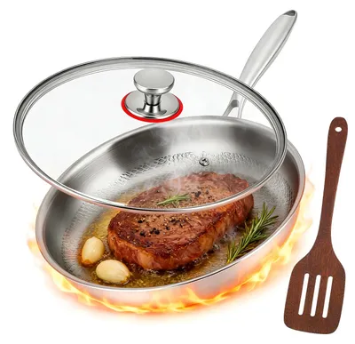 Imagen del producto de Sartén de titanio con tapa, de 30 cm, con revestimiento antiadherente, apta para todas las fuentes de calor