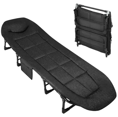 Obrázok produktu pre Prenosná skladacie posteľ, čalúnená, ľahká a odolná, čierna, 190 cm