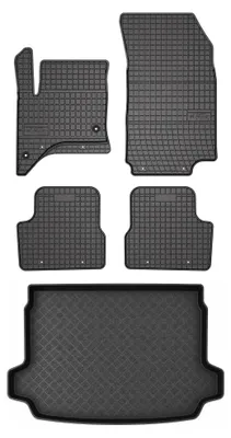 Image de Tapis en caoutchouc + bac de coffre pour Fiat 600 Elektro 2023- (plancher réglable, position haute) – 5 pièces, noirs, sur mesure