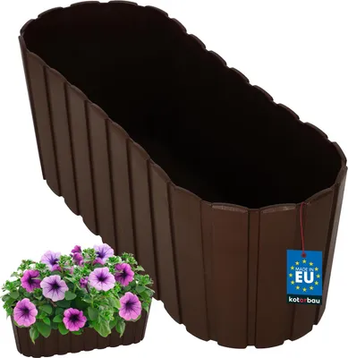 Immagine prodotto di KOTARBAU® Fioriera da Esterno Vasi per Piante da Esterno Plastica 40 x 13 x 13 cm Marrone Vaso Fiori Fioriera Rettangolare da Esterno Rustico