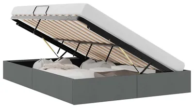 Immagine prodotto di Letto contenitore vidaXL, colore grigio scuro, 153 x 203 cm, rivestito in tessuto
