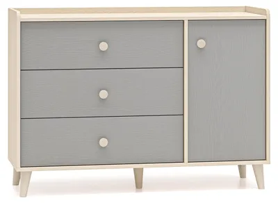 Produktbild von Kommode Sideboard Mevel 120x40x85cm Farbe wählbar 1-türig,Wüstensand / Palladiumgrau