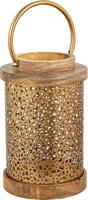 Immagine prodotto di Lanterna Romimex marrone oro legno metallo 16 x 27 x 16 cm