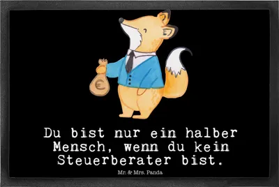 Produktbild von Mr. & Mrs. Panda Bodenvorleger Steuerberater Herz 40 x 60 cm - Schwarz - Geschenk, Schmutzmatte, Schmutzfangmatte, fußmatte, Türvorleger, Fußabstreifer