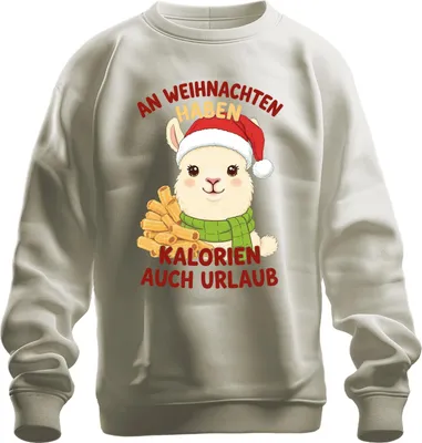 Produktbild von An Weihnachten haben Kalorien Urlaub Alpaka lustig Geschenk Uni Sweatshirt Pullover, Natur, XXL