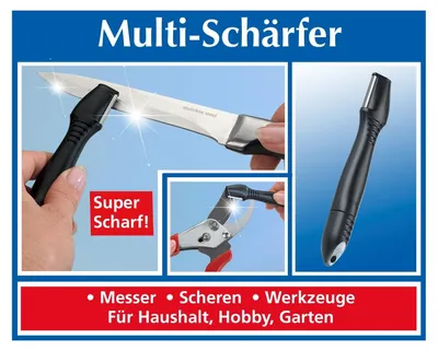 Produktbild von Messerschärfer aus Wolframstahl für Messer, Scheren, Werkzeuge, 12,5x2,1x1,6cm, mit integriertem Öltank für materialschonende Schmierung