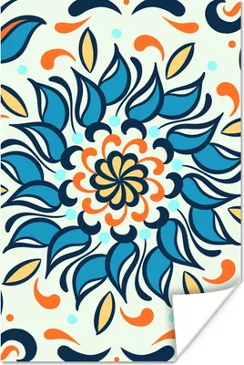 Produktbild von MuchoWow® Poster Sonnenblume - Blau - Orange - Abstrakt 20x30 cm - Papierdruck