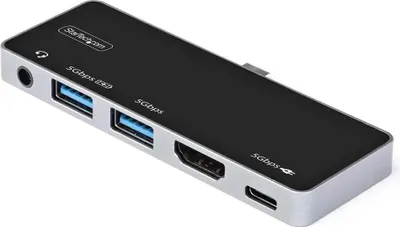 Image de StarTech.com Adaptateur AV numérique multiport USB-C - USB-C pour 4K 60Hz HDMI 2.0, USB-C Power Delivery 100W Pass-Through, Hub USB 3.0 à 3 ports - Mini station d'accueil USB-C - Station d'accueil portable USB Typ-C (DKT30ICHPD) - Station d'accueil - USB-C - HDMI