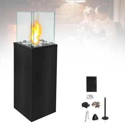 Produktbild von YARDIN Tischkamin Indoor und Outdoor Tisch Kamin Bioethanol Gartenfackel,Gehärtetes Glas Tischfeuer für Balkon Terrasse Wohnung Garten Deko(Würfel)