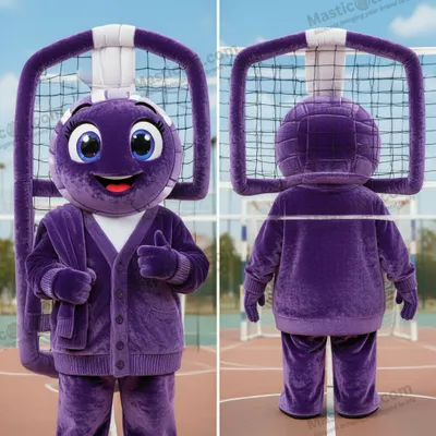 Image de Mascotte MASTICOT en peluche pour filet de volley-ball violet