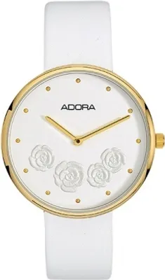 Produktbild von ADORA AT5440 Damen Damenuhr mit Rosen Edelstahl Leder weiss
