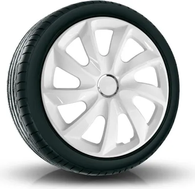 Productafbeelding van NRM Wielkappen STIG, extra, wit, 17 inch. (4 x universele wielbeschermers/wielkappen)