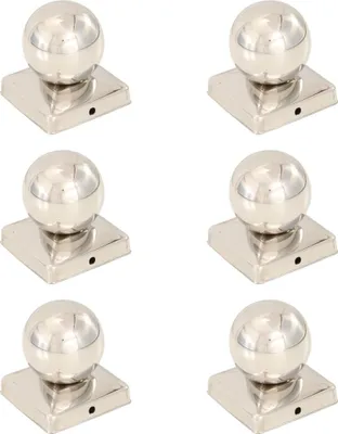 Image de Capuchons de poteau 6 pcs. Forme sphérique acier inoxydable 101 x 101 mm