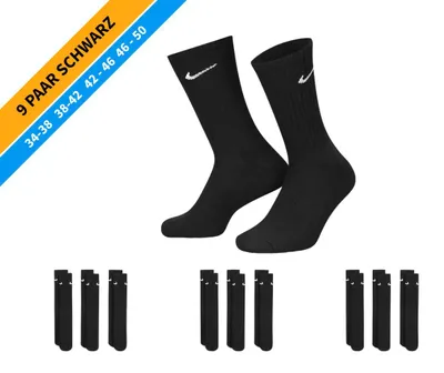 Produktbild von NIKE Socken - Farbe: 9 Paar Schwarz Tennis Socken - Größe: 38-42