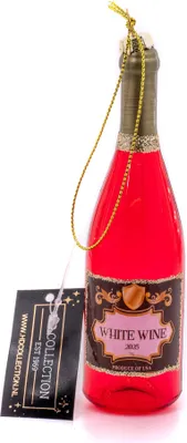Produktbild von Christbaumschmuck Glas 14cm Weißwein Flasche Figur Bordeaux