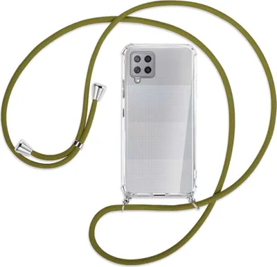 Produktbild von Handykette Backcover-Schutzhülle mit Band (Metall silberfarben) für Samsung Galaxy A42 5G - khaki