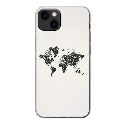 Produktbild von MuchoWow® Handyhülle Schutzhülle Hülle für iPhone 13 Weltkarte - Zahlen - Schwarz Silikon Softcase Handy Hülle - Karteninhaber