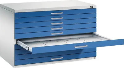 Produktbild von CP 7100 Planschrank lichtgrau, enzianblau 10 Schubladen 110,0 x 76,5 x 76,0 cm, 1 St.