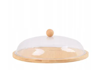 Produktbild von Käseglocke Bambus mit Abdeckhaube rund Käseplatte Servierbrett 28 cm