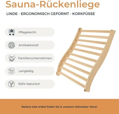 Produktbild von Sauna Rückenlehne 51 cm, ergonomische Rückenstütze
