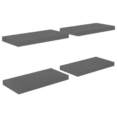 Obrázek produktu pro Plovoucí nástěnné police 4 ks šedé vysoký lesk 50x23x3,8 cm MDF