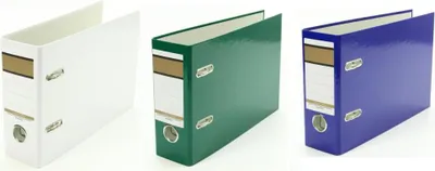 Produktbild von 3x Ordner / A5 quer / 75mm breit / Farbe: je 1x weiß, grün und blau