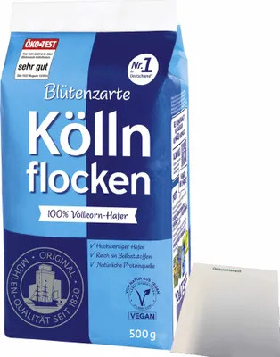 Produktbild von Kölln Blütenzarte Köllnflocken (500g Packung) + usy Block